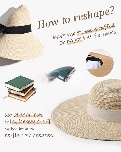 Womens Sun Straw Hat Wide Brim