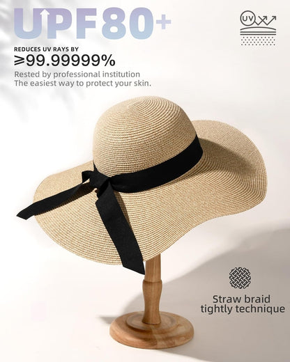 Womens Sun Straw Hat Wide Brim